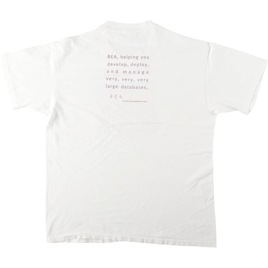 90'S Anvil Advertising T-Shirt, BEA Systems, Men's XL equivalent, Vintage cotton white type Vintage Second Hand