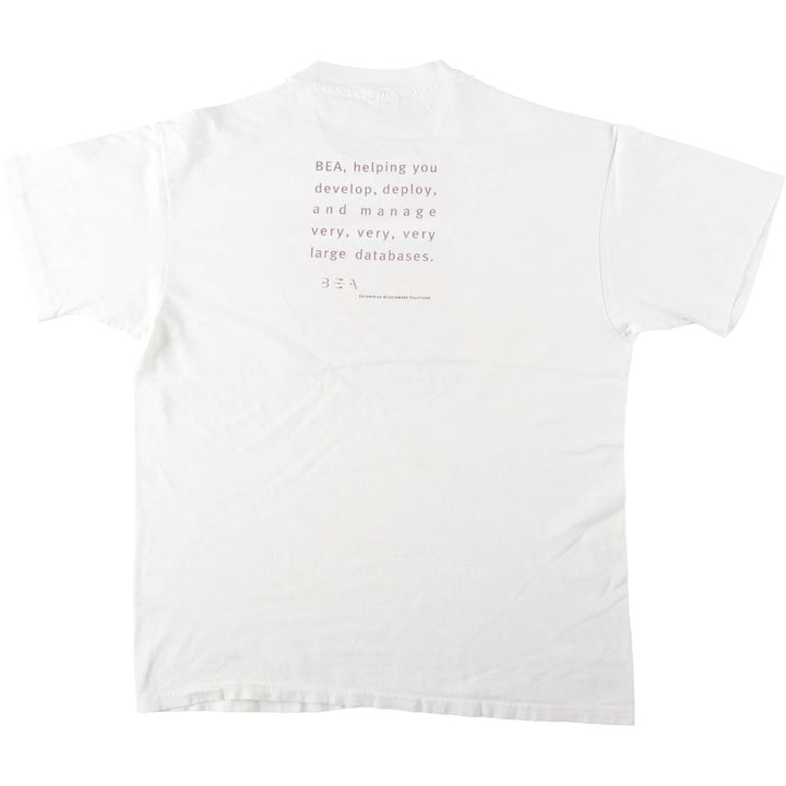 90'S Anvil Advertising T-Shirt, BEA Systems, Men's XL equivalent, Vintage cotton white type Vintage Second Hand