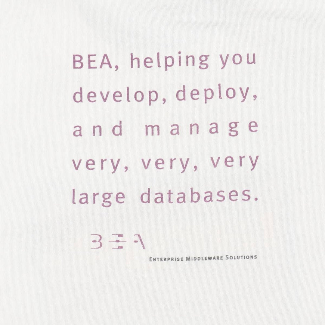 90'S Anvil Advertising T-Shirt, BEA Systems, Men's XL equivalent, Vintage cotton white type Vintage Second Hand