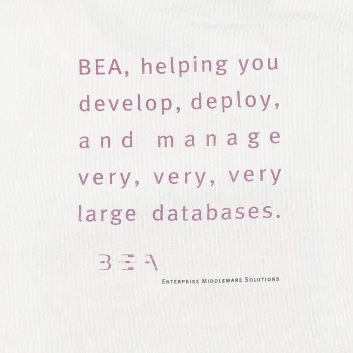 90'S Anvil Advertising T-Shirt, BEA Systems, Men's XL equivalent, Vintage cotton white type Vintage Second Hand