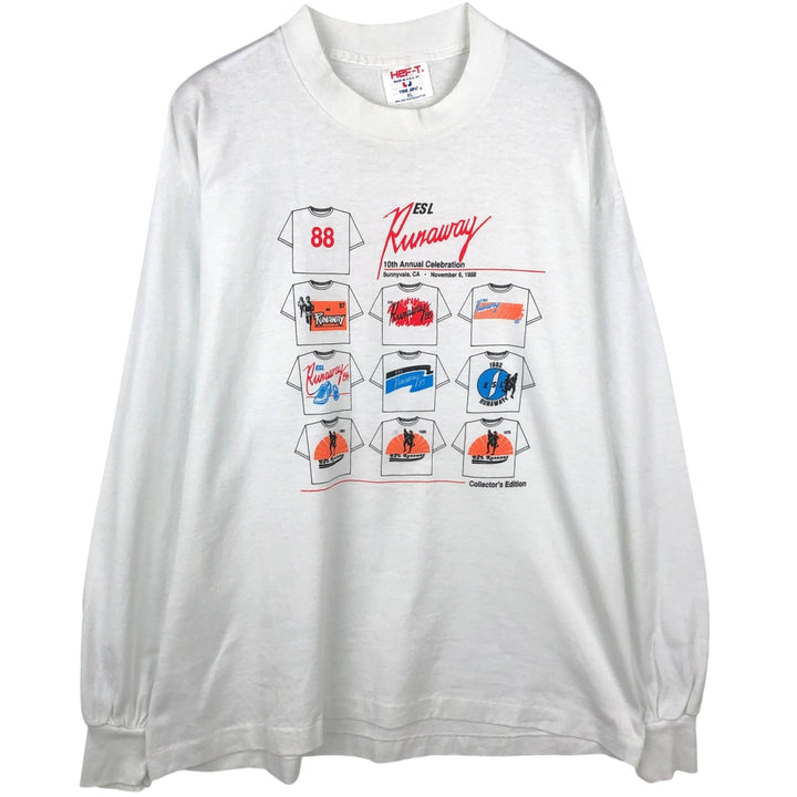 ~90'S Tee Jays HEF-T Long-Sleeve T-Shirt, Made in USA, Men's XL equivalent, Vintage polyester white type Vintage Second Hand