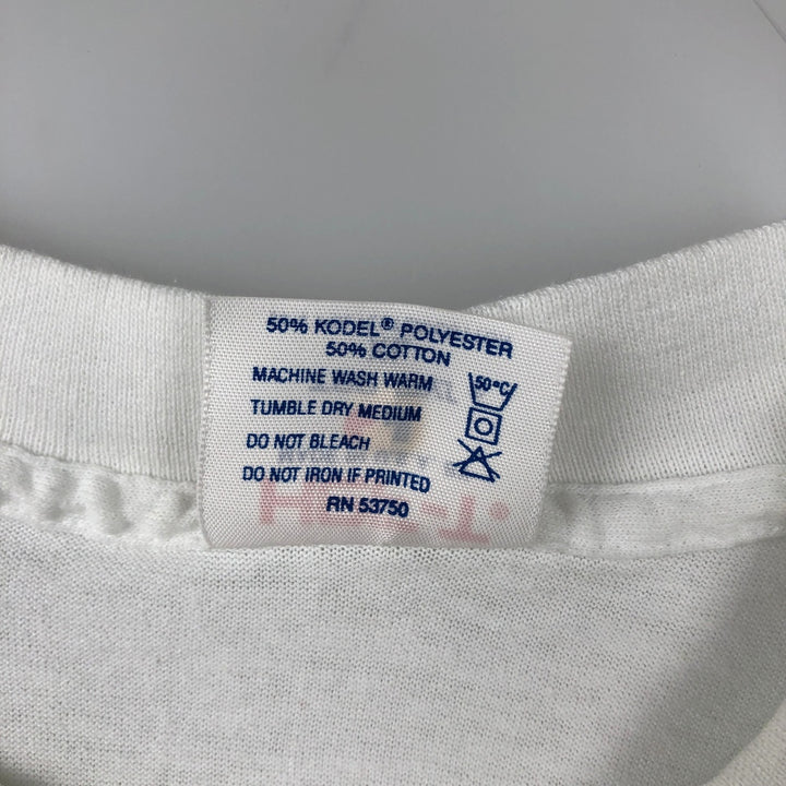 ~90'S Tee Jays HEF-T Long-Sleeve T-Shirt, Made in USA, Men's XL equivalent, Vintage polyester white type Vintage Second Hand