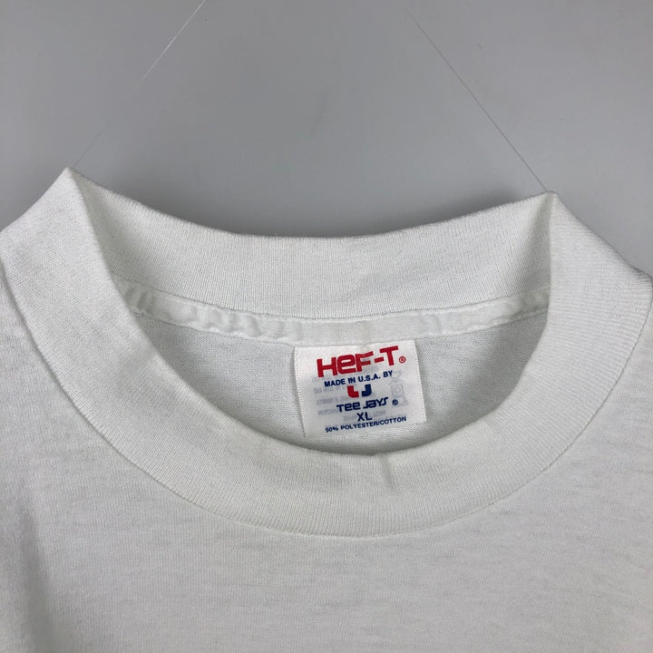 ~90'S Tee Jays HEF-T Long-Sleeve T-Shirt, Made in USA, Men's XL equivalent, Vintage polyester white type Vintage Second Hand