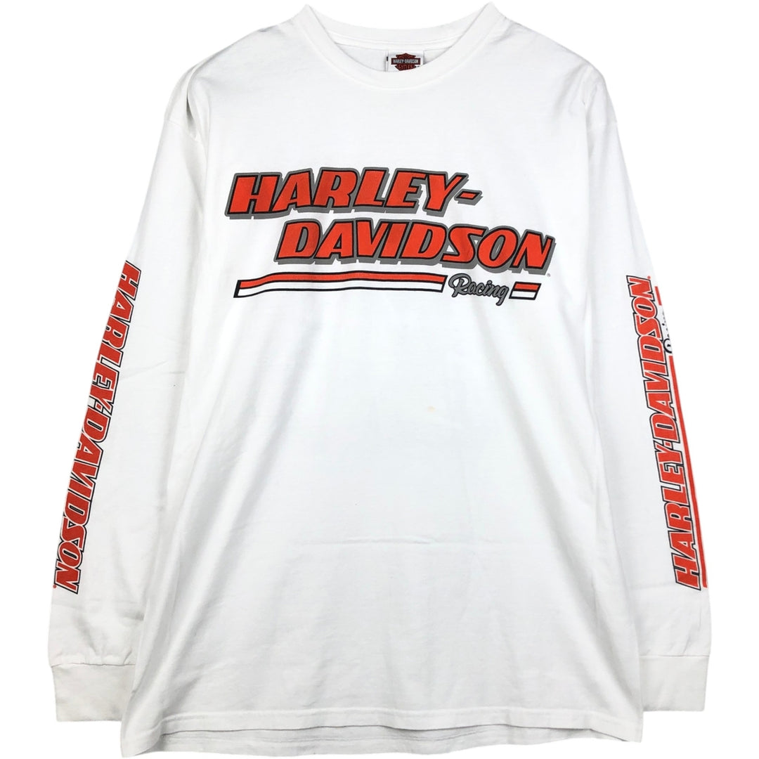 Harley-Davidson Motorcycle Long Sleeve T-Shirt, Men's Size XL cotton white type Vintage Second Hand