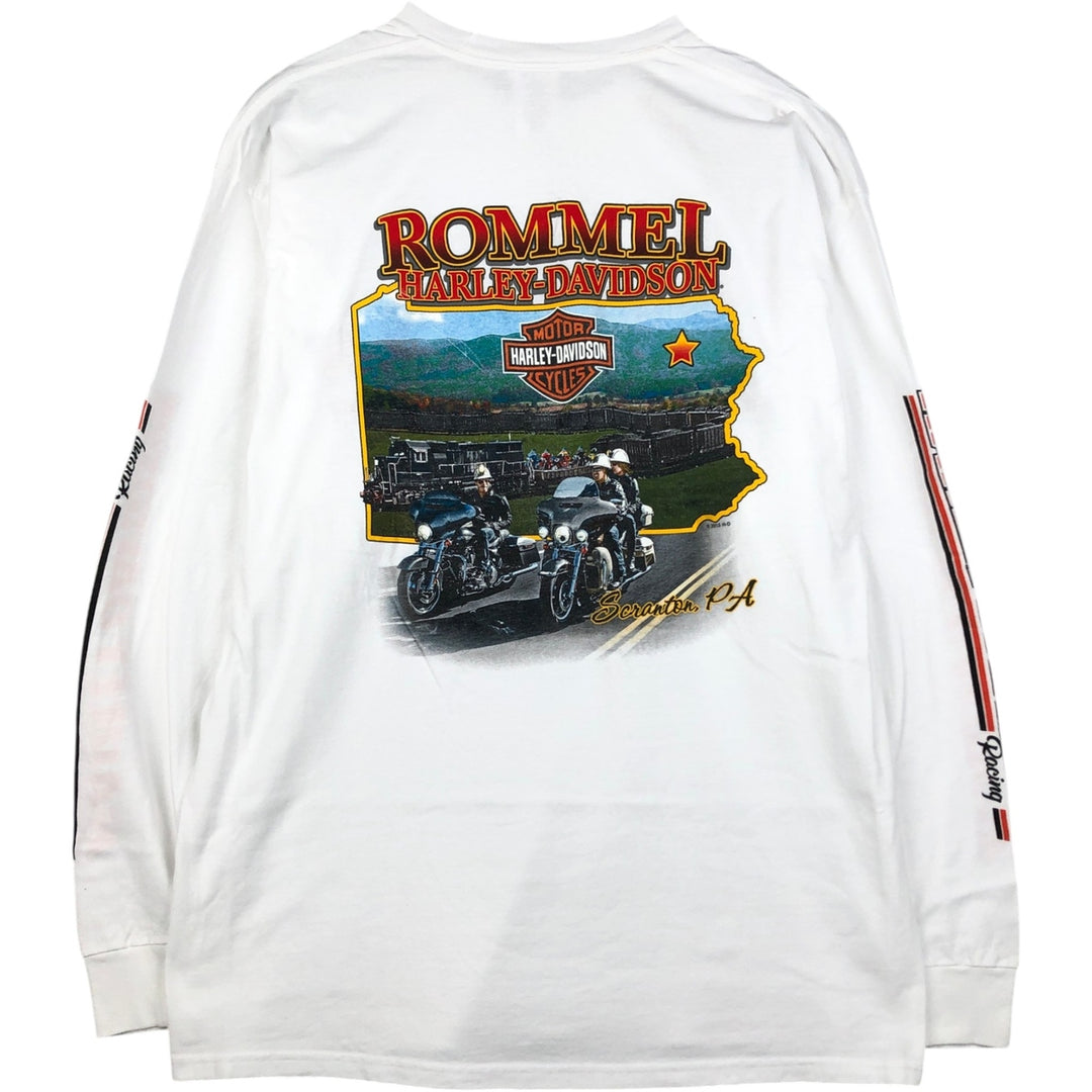 Harley-Davidson Motorcycle Long Sleeve T-Shirt, Men's Size XL cotton white type Vintage Second Hand