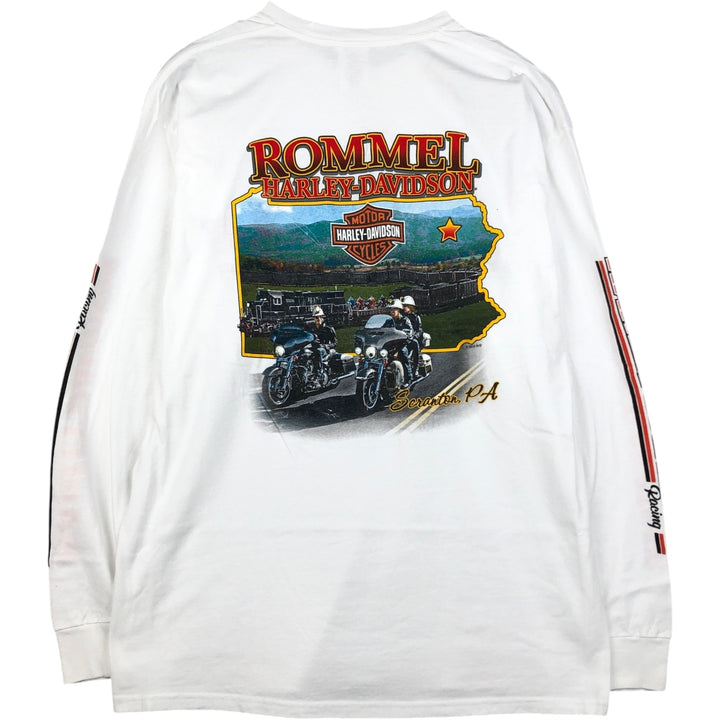 Harley-Davidson Motorcycle Long Sleeve T-Shirt, Men's Size XL cotton white type Vintage Second Hand