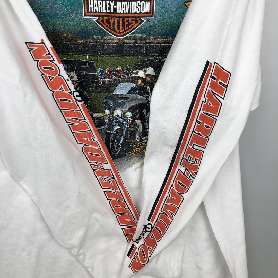 Harley-Davidson Motorcycle Long Sleeve T-Shirt, Men's Size XL cotton white type Vintage Second Hand