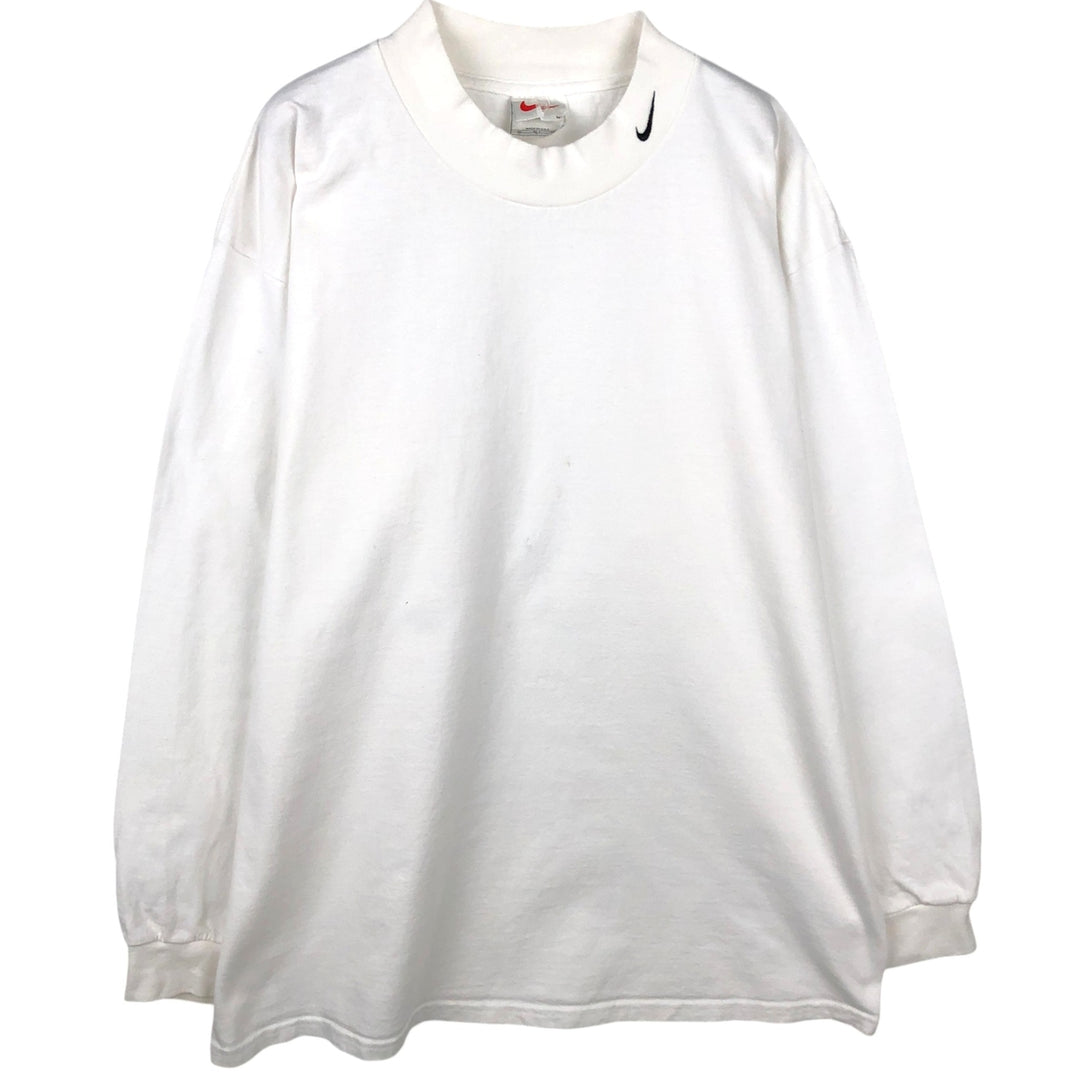 Nike Mock Neck Long-Sleeve T-Shirt, Made in USA, Men's Size XL (approx.) cotton white type Vintage Second Hand