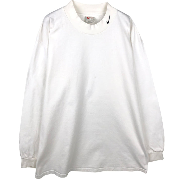 Nike Mock Neck Long-Sleeve T-Shirt, Made in USA, Men's Size XL (approx.) cotton white type Vintage Second Hand