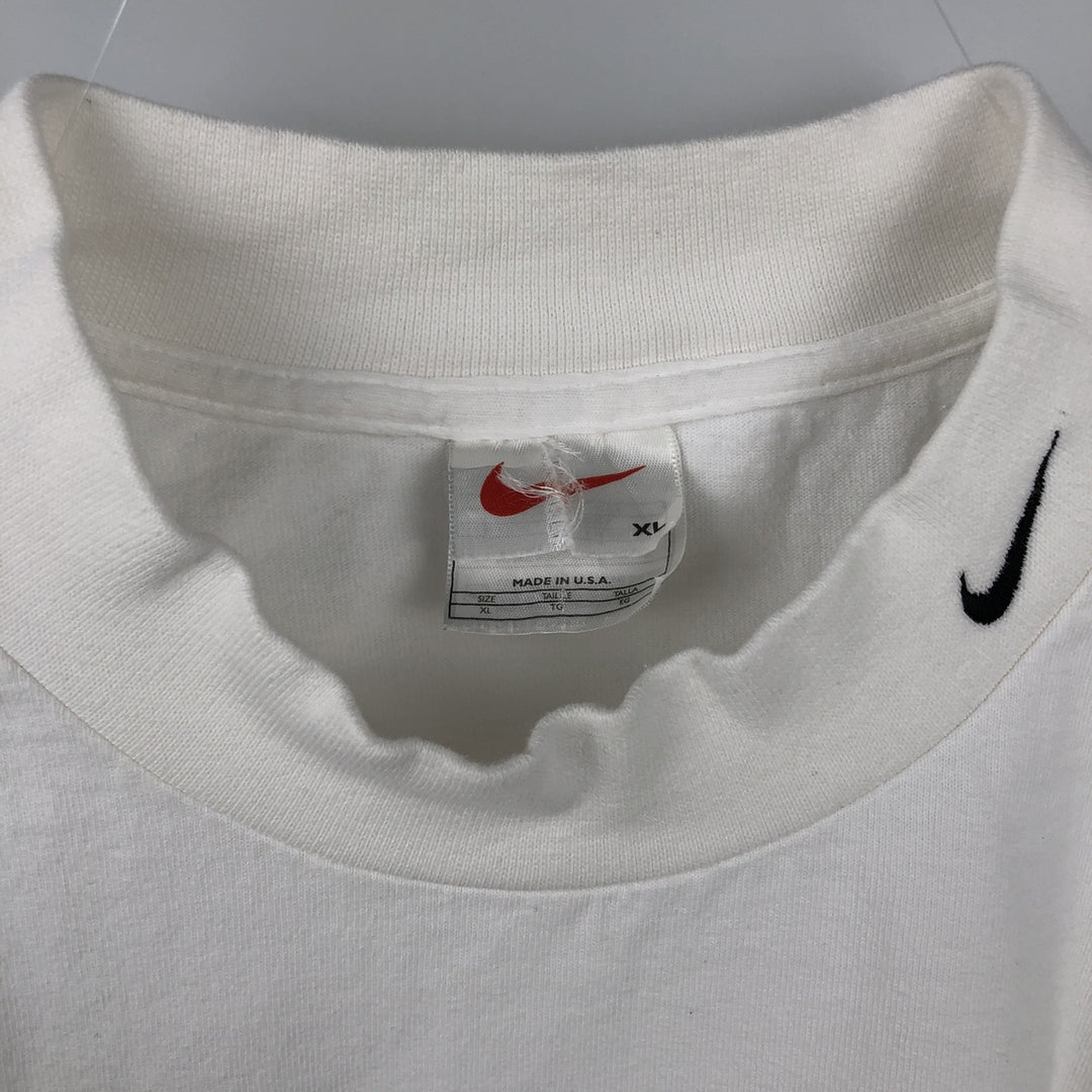 Nike Mock Neck Long-Sleeve T-Shirt, Made in USA, Men's Size XL (approx.) cotton white type Vintage Second Hand