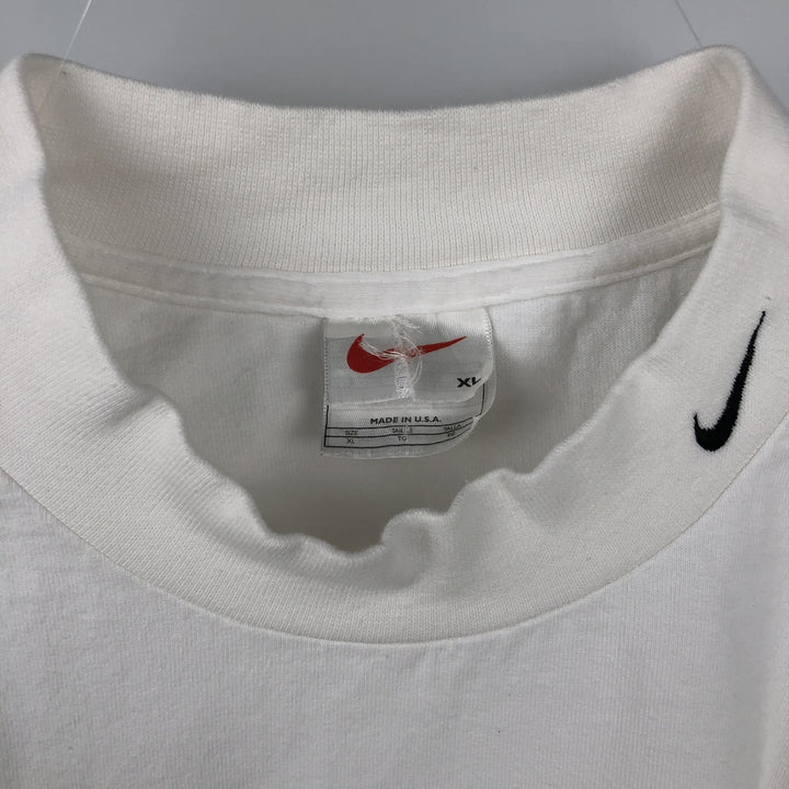 Nike Mock Neck Long-Sleeve T-Shirt, Made in USA, Men's Size XL (approx.) cotton white type Vintage Second Hand