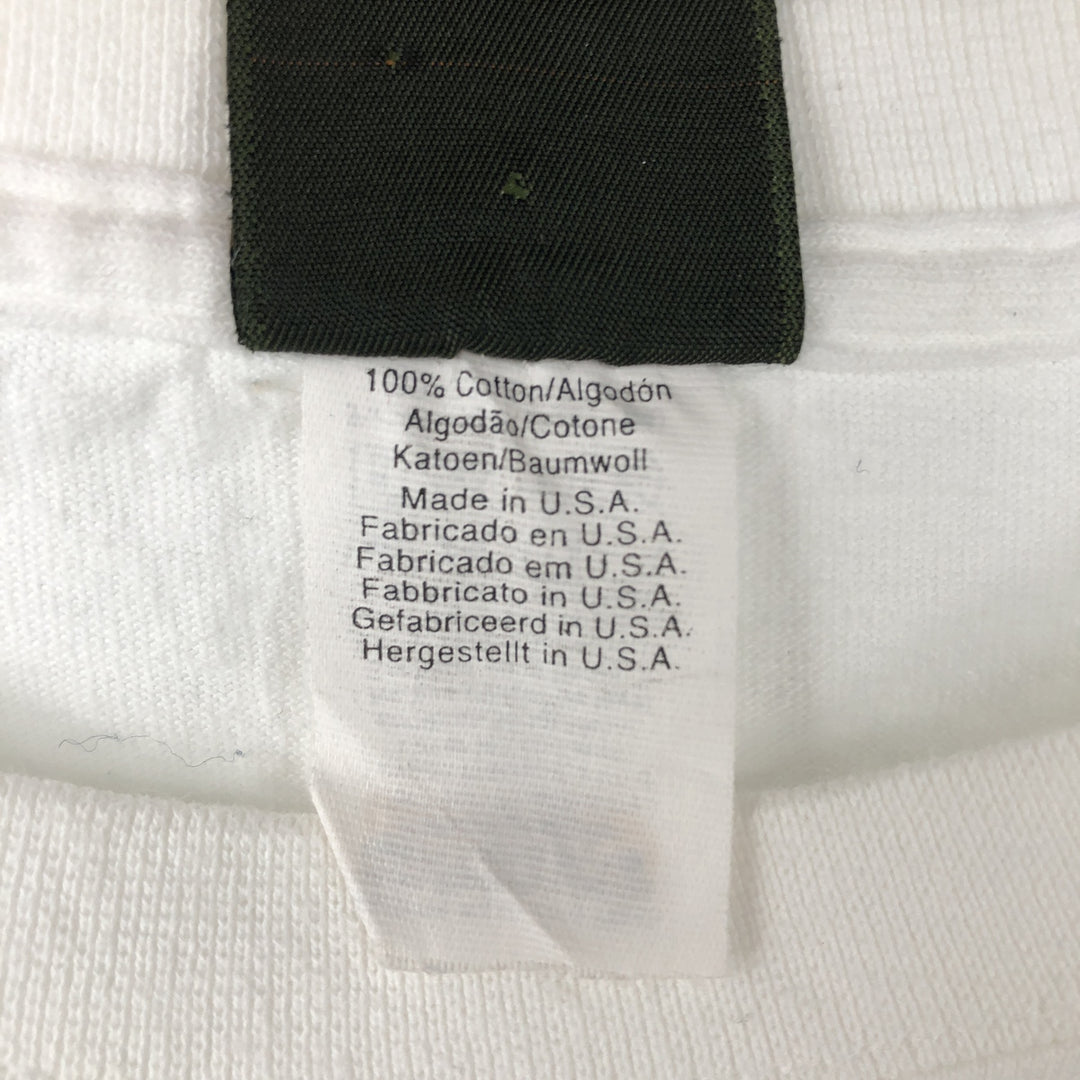 Timberland Back Logo Long-Sleeve T-Shirt, Made in USA, Men's Size L (approx.) cotton white type Vintage Second Hand