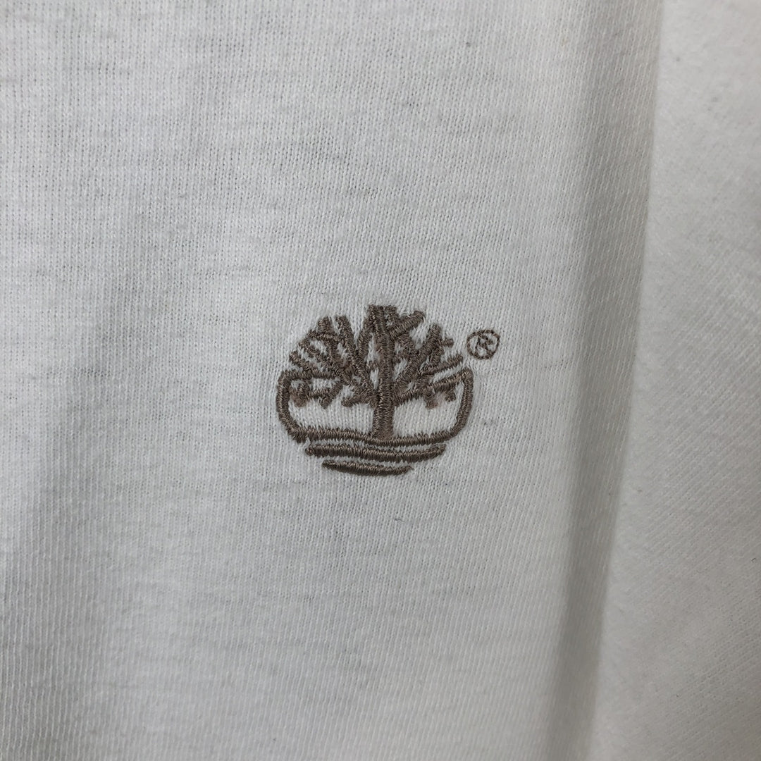 Timberland Back Logo Long-Sleeve T-Shirt, Made in USA, Men's Size L (approx.) cotton white type Vintage Second Hand