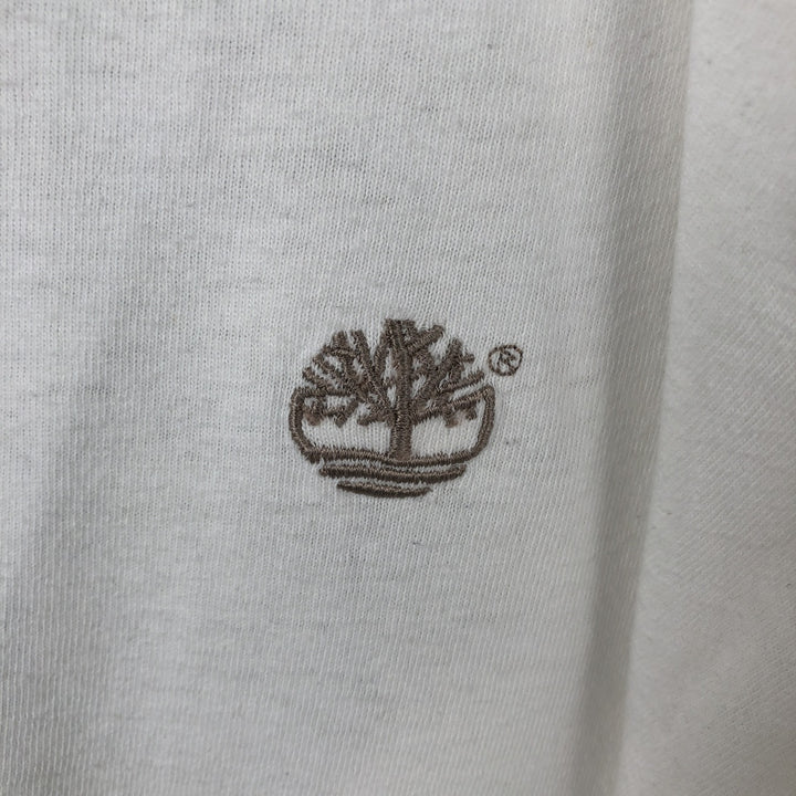 Timberland Back Logo Long-Sleeve T-Shirt, Made in USA, Men's Size L (approx.) cotton white type Vintage Second Hand