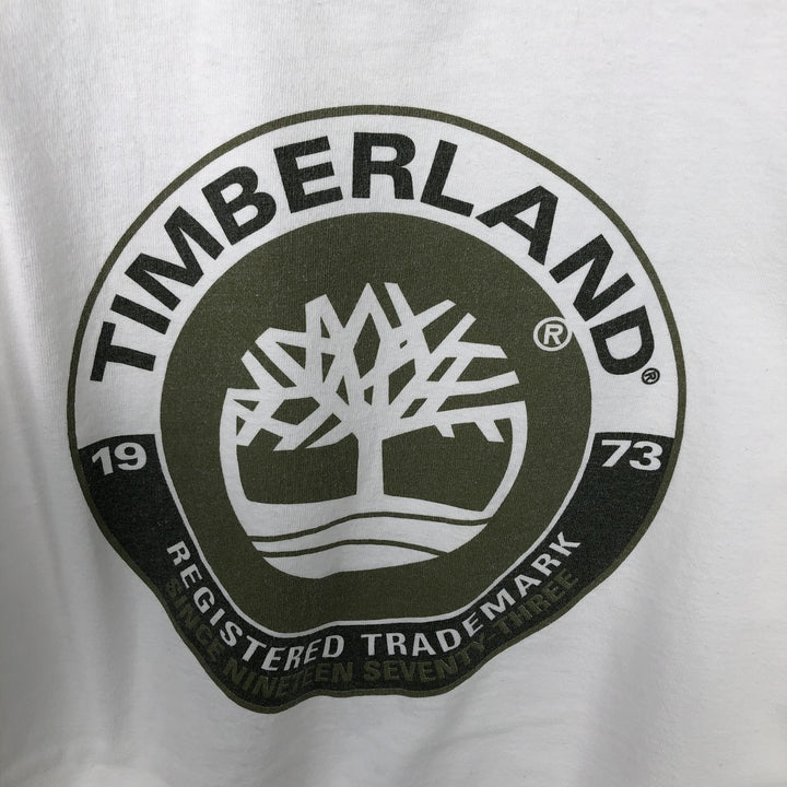 Timberland Back Logo Long-Sleeve T-Shirt, Made in USA, Men's Size L (approx.) cotton white type Vintage Second Hand
