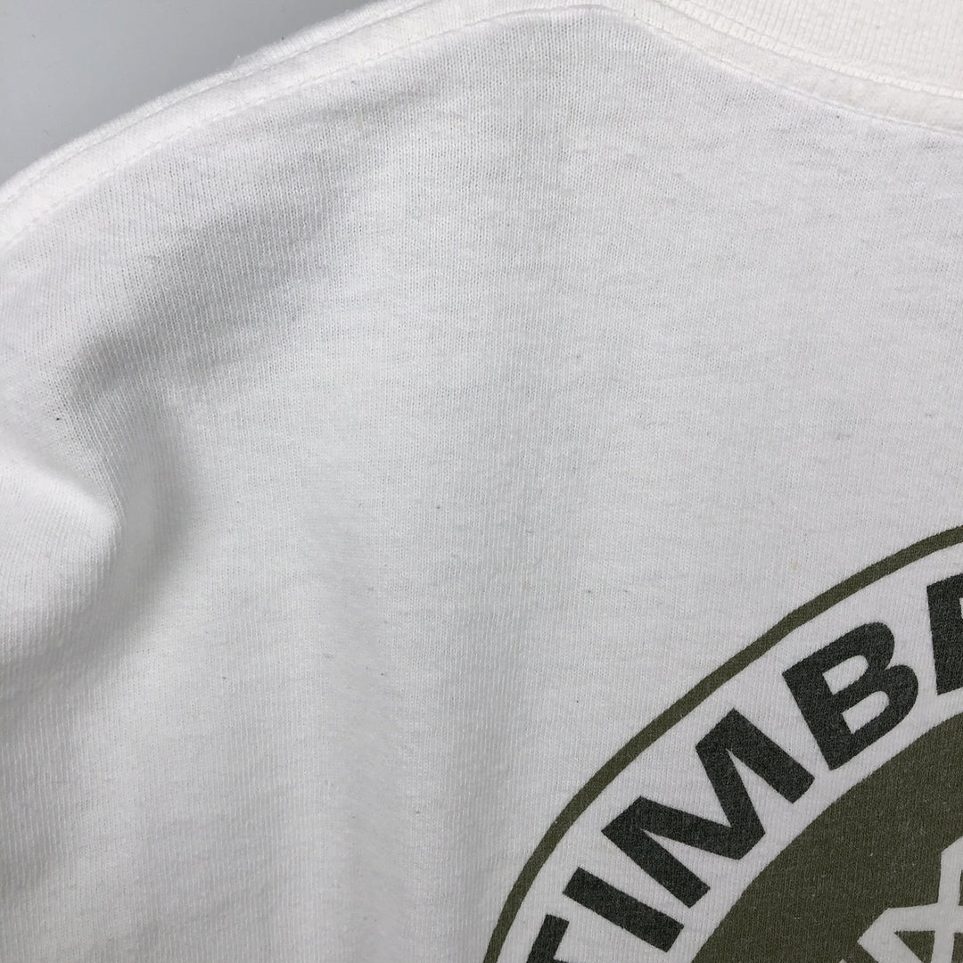 Timberland Back Logo Long-Sleeve T-Shirt, Made in USA, Men's Size L (approx.) cotton white type Vintage Second Hand