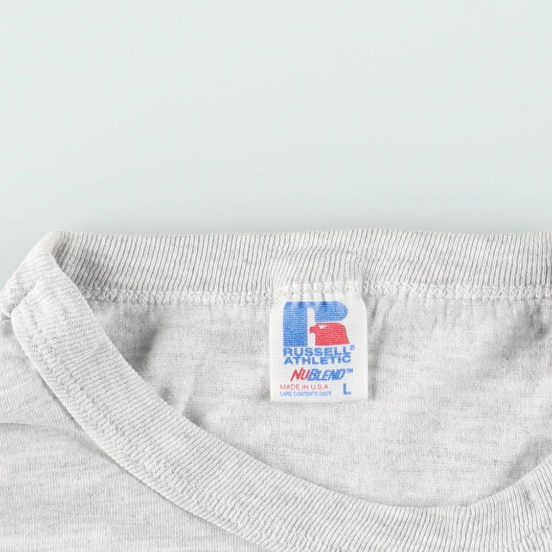90'S Russell College T-shirt, Made in USA, Men's L size, Vintage cotton white type Vintage Second Hand