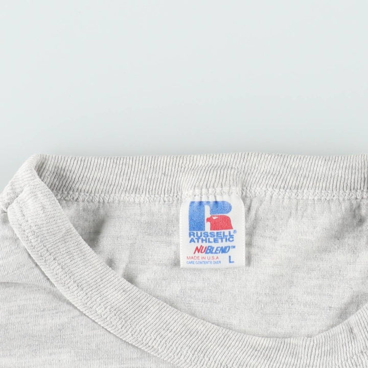 90'S Russell College T-shirt, Made in USA, Men's L size, Vintage cotton white type Vintage Second Hand