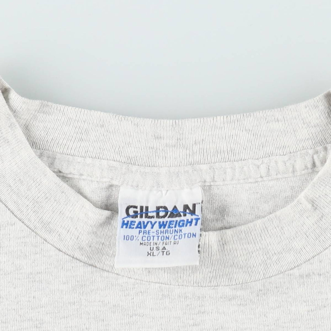 90'S Gildan Heavy Weight College T-Shirt, Made in USA, Men's XL equivalent, Vintage cotton white type Vintage Second Hand
