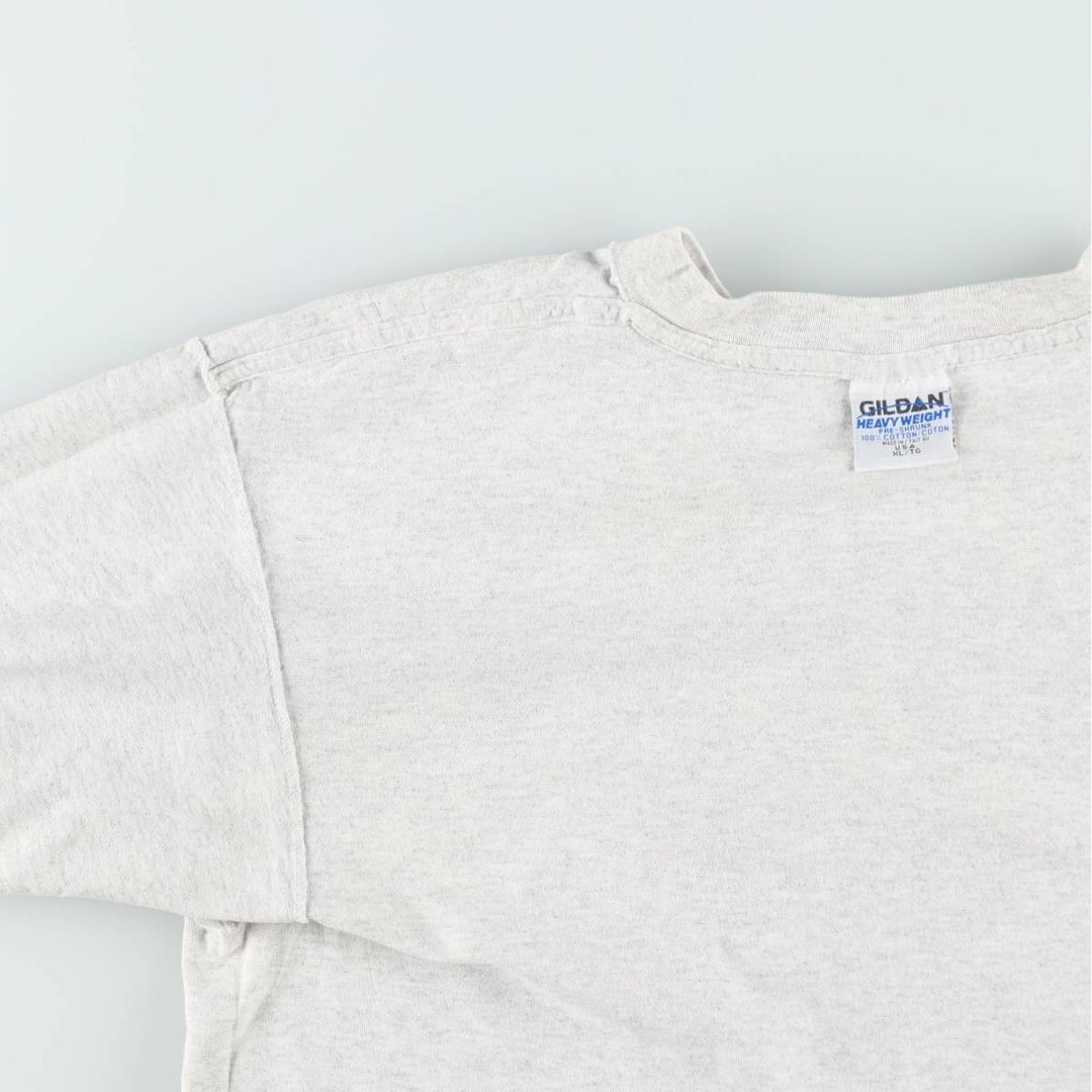 90'S Gildan Heavy Weight College T-Shirt, Made in USA, Men's XL equivalent, Vintage cotton white type Vintage Second Hand