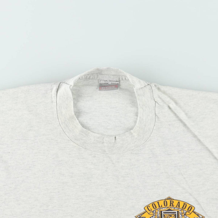 90'S Fruit of the Loom Best College T-Shirt, Made in USA, Men's XL equivalent, Vintage cotton gray type Vintage Second Hand