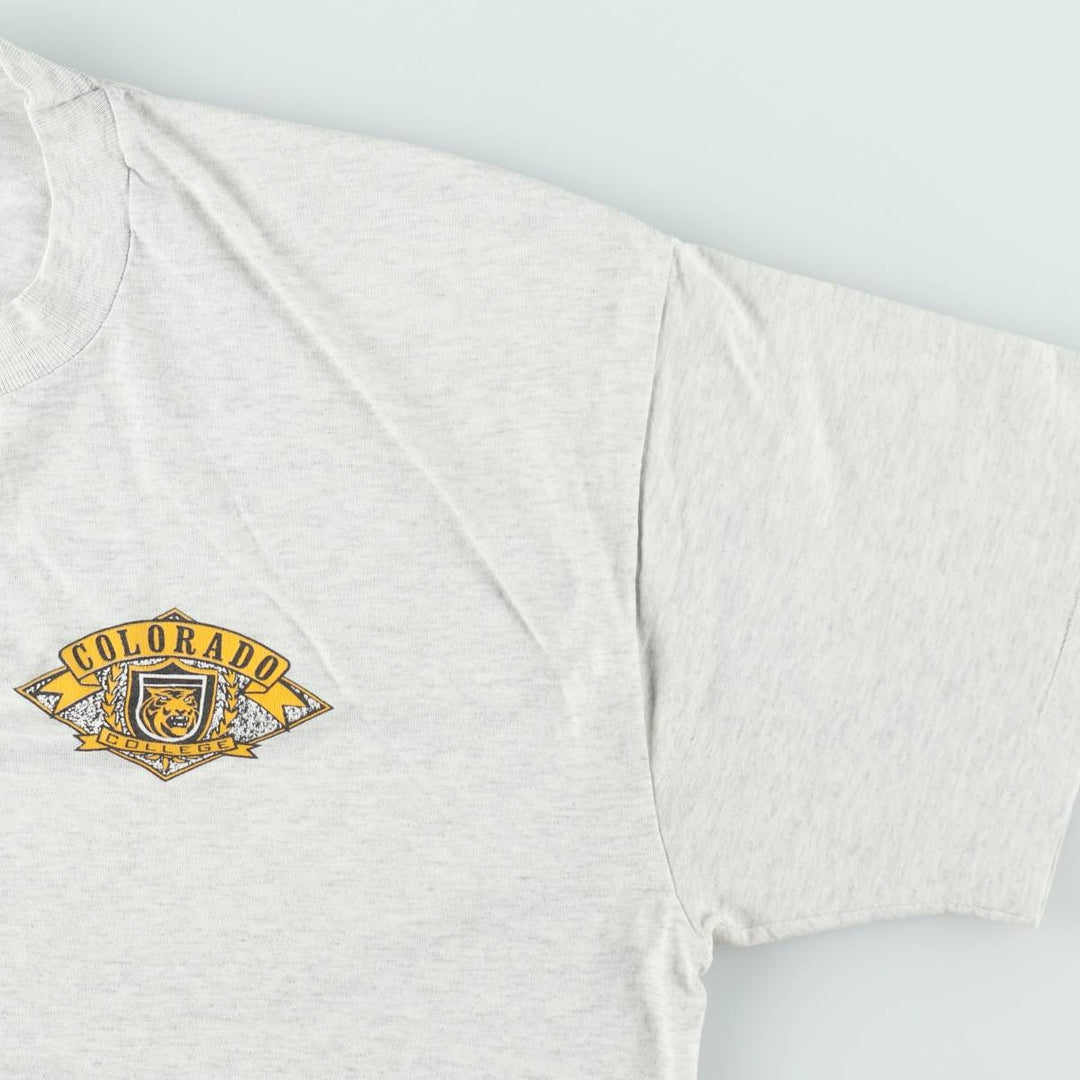 90'S Fruit of the Loom Best College T-Shirt, Made in USA, Men's XL equivalent, Vintage cotton gray type Vintage Second Hand