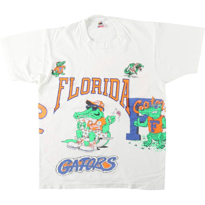 90'S Fruit of the Loom College T-shirt, Made in USA, Men's L size, Vintage cotton white type Vintage Second Hand