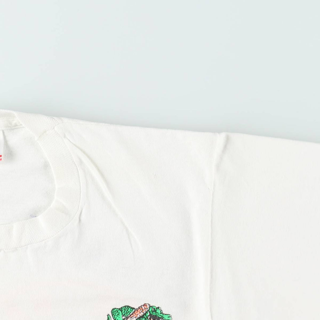 90'S Fruit of the Loom College T-shirt, Made in USA, Men's L size, Vintage cotton white type Vintage Second Hand