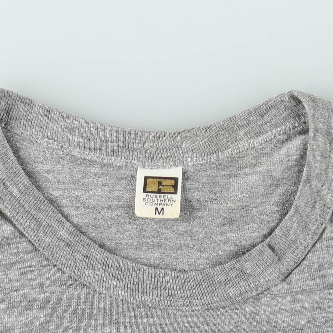 60s-70'S Russell Print T-Shirt, Made in USA, Men's Size M (Equivalent), Vintage cotton gray type Vintage Second Hand