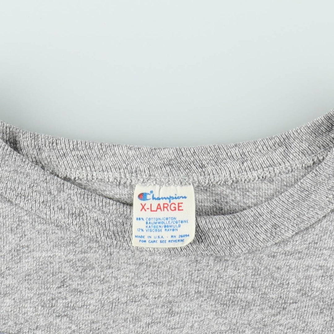 80'S Champion Tricot Tag Sports T-Shirt, Made in USA, X-LARGE (Equivalent to Men's XL), Vintage cotton gray type Vintage Second Hand
