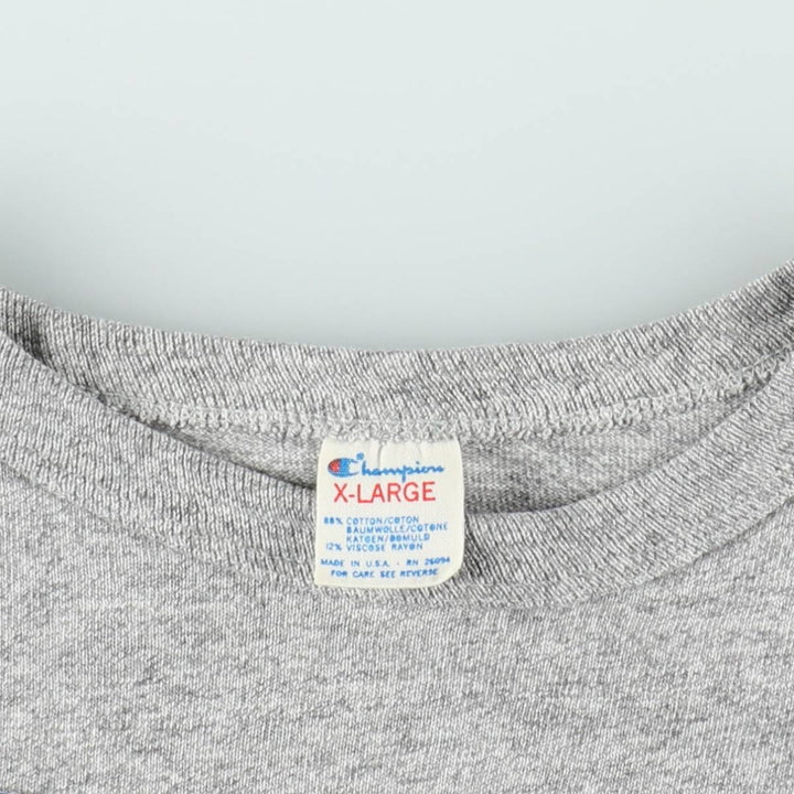 80'S Champion Tricot Tag Sports T-Shirt, Made in USA, X-LARGE (Equivalent to Men's XL), Vintage cotton gray type Vintage Second Hand