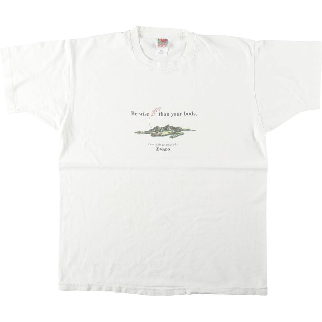 90'S Fruit of the Loom Heavy Cotton Printed T-Shirt Made in USA Men's XL Vintage cotton white type Vintage Second Hand