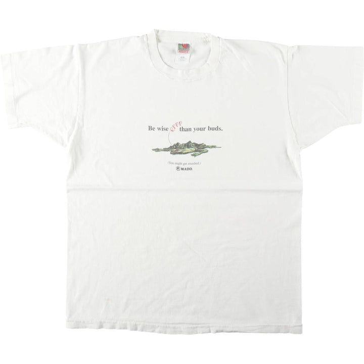 90'S Fruit of the Loom Heavy Cotton Printed T-Shirt Made in USA Men's XL Vintage cotton white type Vintage Second Hand