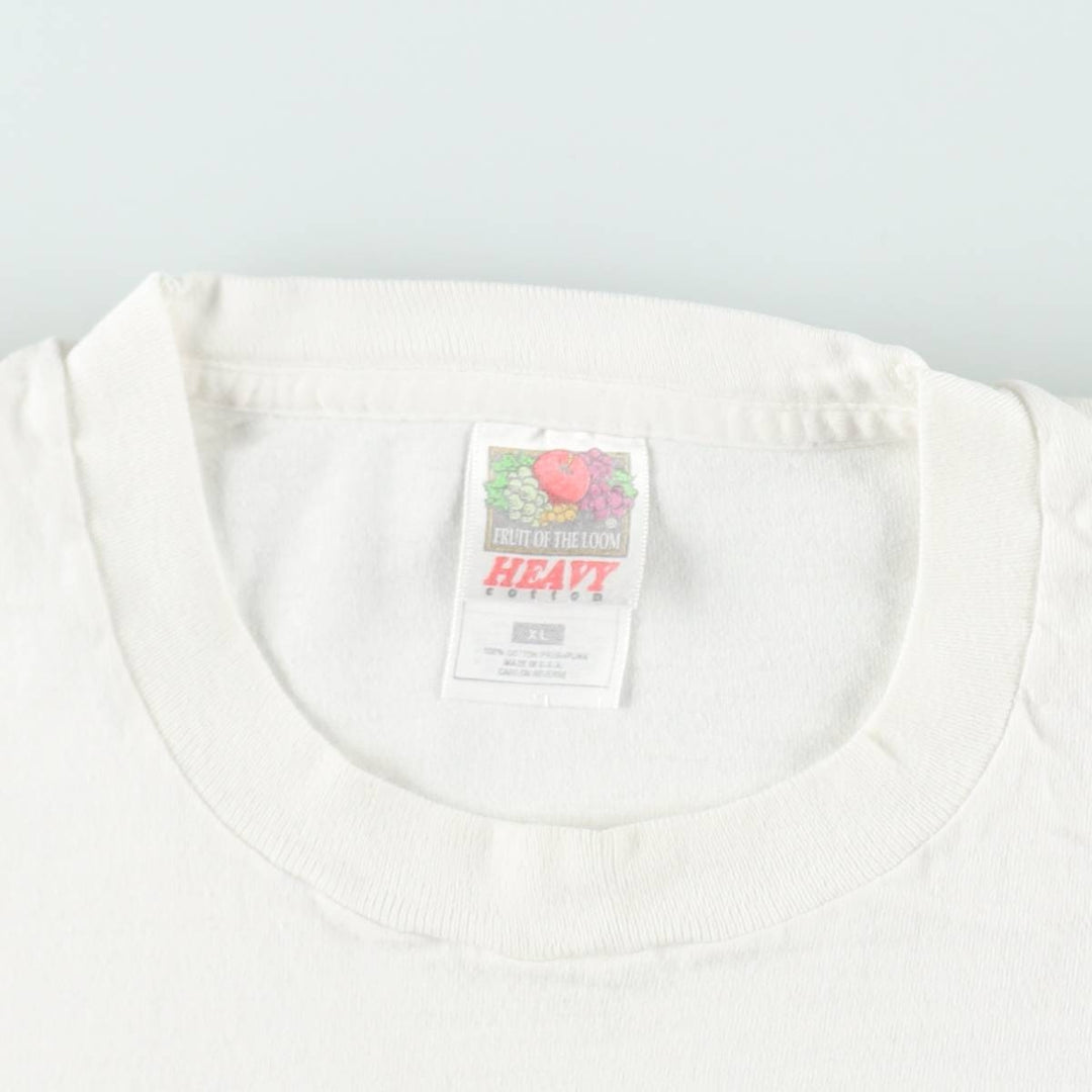 90'S Fruit of the Loom Heavy Cotton Printed T-Shirt Made in USA Men's XL Vintage cotton white type Vintage Second Hand