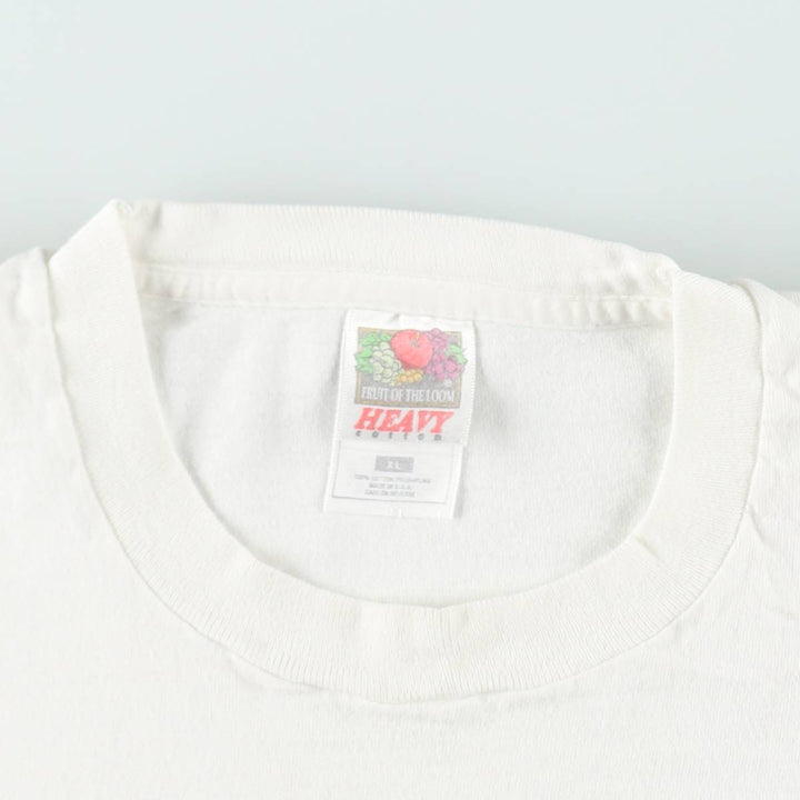 90'S Fruit of the Loom Heavy Cotton Printed T-Shirt Made in USA Men's XL Vintage cotton white type Vintage Second Hand