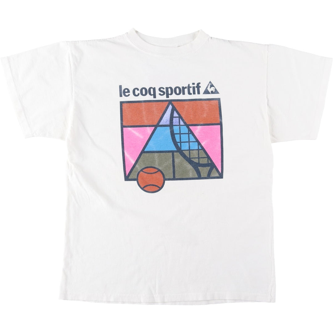 90'S Le Coq Sportif sports print T-shirt, men's size L equivalent, vintage. cotton white type Vintage Second Hand