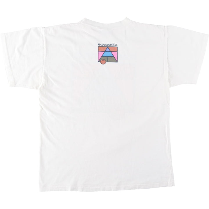 90'S Le Coq Sportif sports print T-shirt, men's size L equivalent, vintage. cotton white type Vintage Second Hand