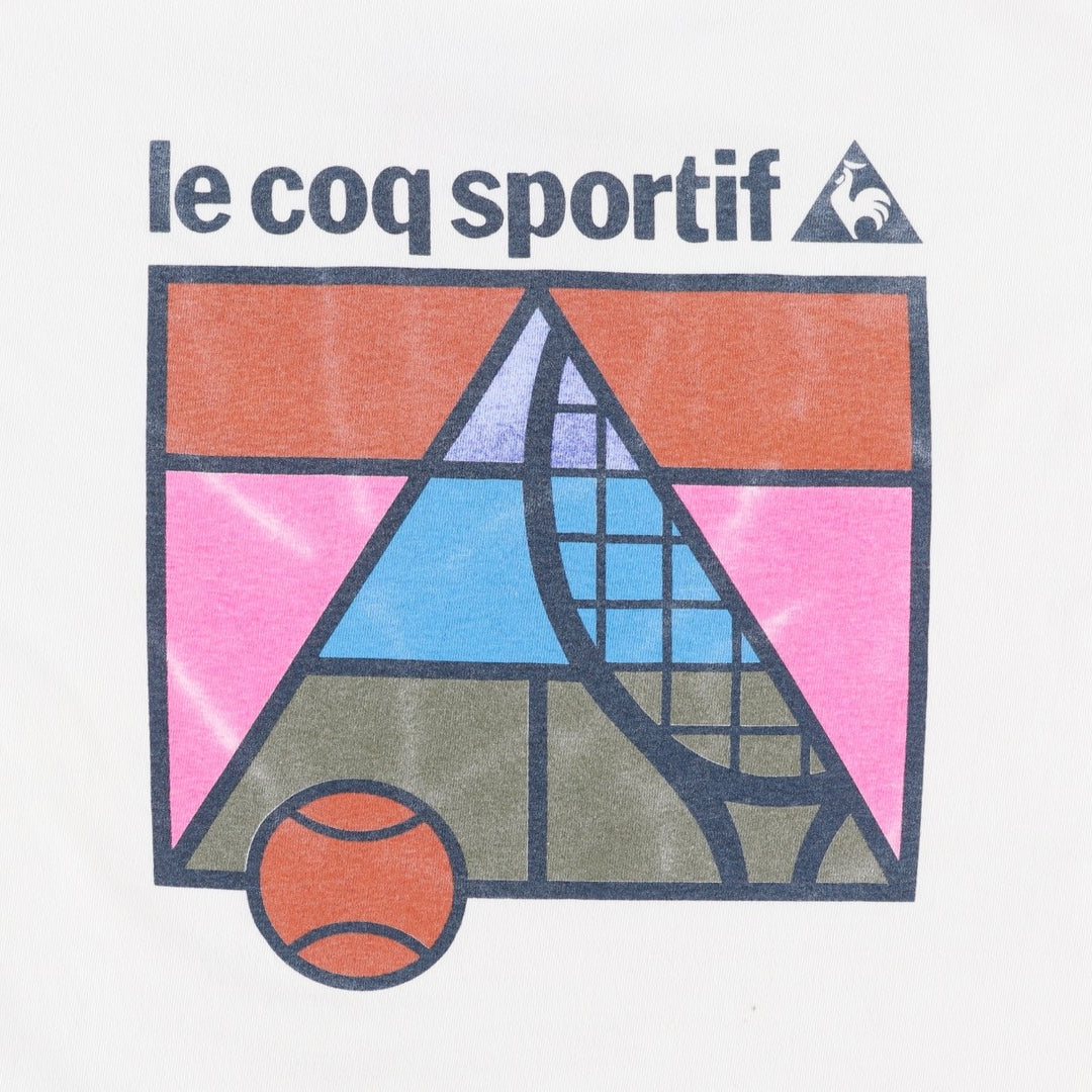 90'S Le Coq Sportif sports print T-shirt, men's size L equivalent, vintage. cotton white type Vintage Second Hand