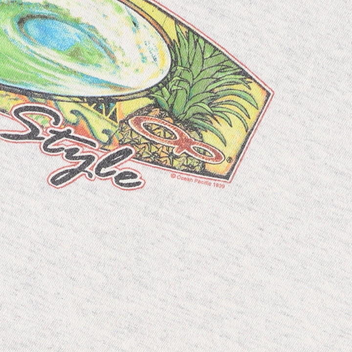 2000'S Ocean Pacific surf/skate t-shirt, made in USA, men's size L equivalent. cotton gray type Vintage Second Hand