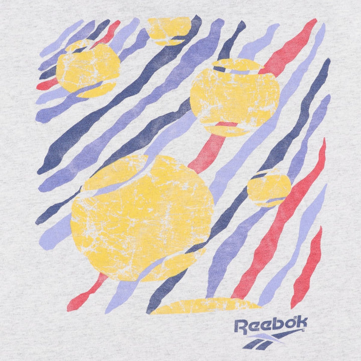90'S Reebok sports print t-shirt, made in USA, men's size XXL equivalent, vintage. cotton gray type Vintage Second Hand