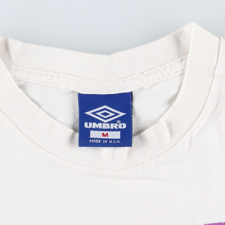 90'S Umbro Blue Tag Logo Print T-Shirt, Made in USA, Men's Size M (approx.), Vintage cotton white type Vintage Second Hand