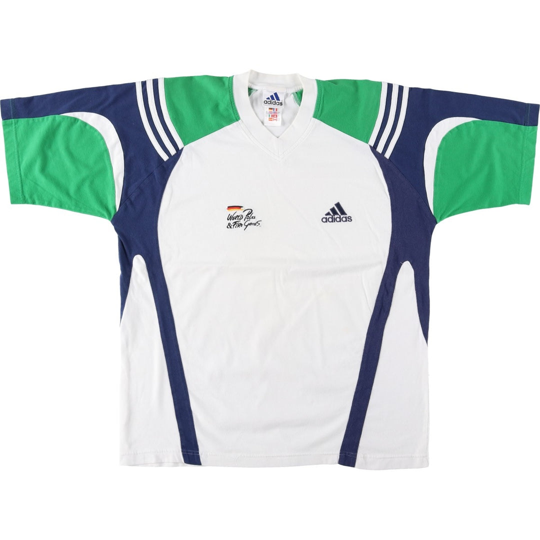 90s-00'S Adidas V-neck T-shirt, men's size M equivalent, vintage. cotton white type Vintage Second Hand