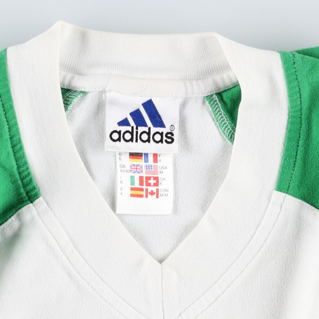90s-00'S Adidas V-neck T-shirt, men's size M equivalent, vintage. cotton white type Vintage Second Hand