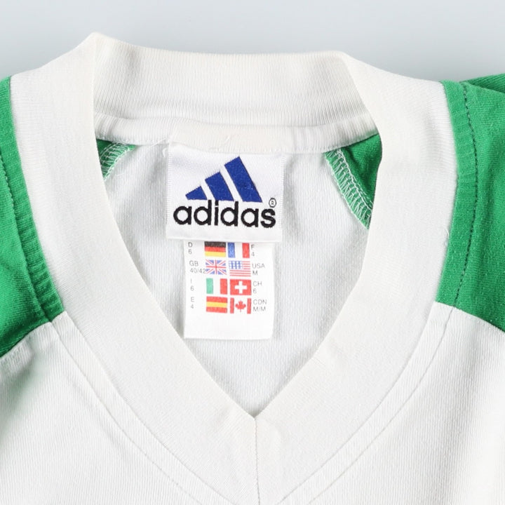 90s-00'S Adidas V-neck T-shirt, men's size M equivalent, vintage. cotton white type Vintage Second Hand
