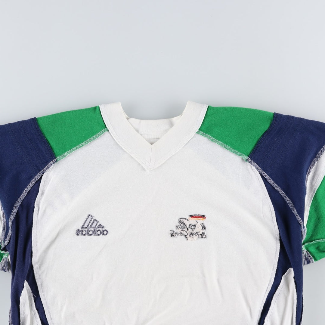 90s-00'S Adidas V-neck T-shirt, men's size M equivalent, vintage. cotton white type Vintage Second Hand