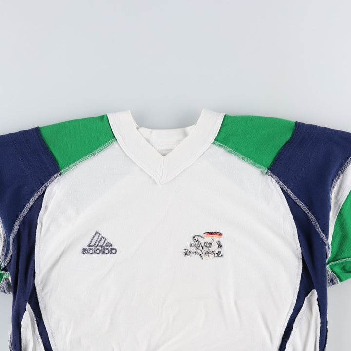 90s-00'S Adidas V-neck T-shirt, men's size M equivalent, vintage. cotton white type Vintage Second Hand
