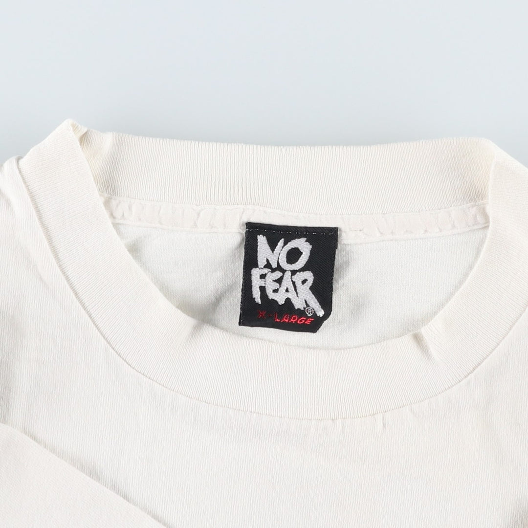 90'S NO FEAR surf skate T-shirt made in USA, men's XL size, vintage cotton white type Vintage Second Hand