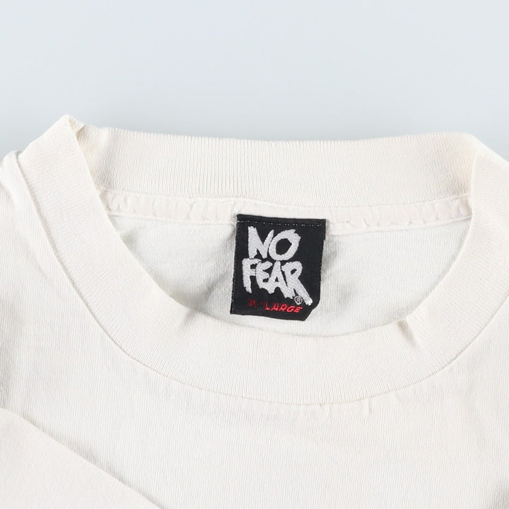90'S NO FEAR surf skate T-shirt made in USA, men's XL size, vintage cotton white type Vintage Second Hand