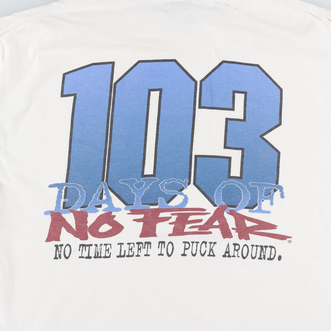 90'S NO FEAR surf skate T-shirt made in USA, men's XL size, vintage cotton white type Vintage Second Hand