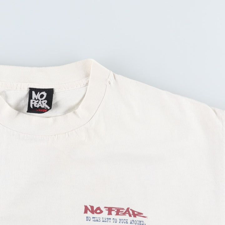 90'S NO FEAR surf skate T-shirt made in USA, men's XL size, vintage cotton white type Vintage Second Hand